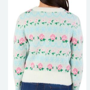 Floral Patterned Sweater - Pink and White